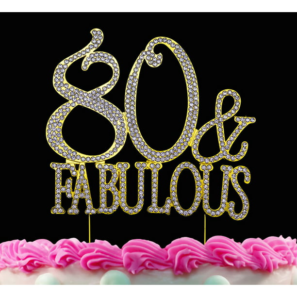 JANOU Number 80 Gold Glitter Cake Topper Cupcake Picks Cake Decoration 80th Birthday Anniversary Wedding Party Suppliers Pack 12pcs